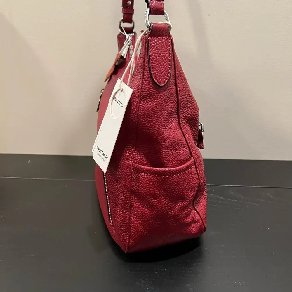 NWT Over Earth Leather Shoulder Hobo Bag Purse